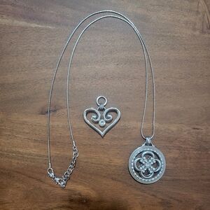 Brighton Long Silver Necklace with 2 Pendants